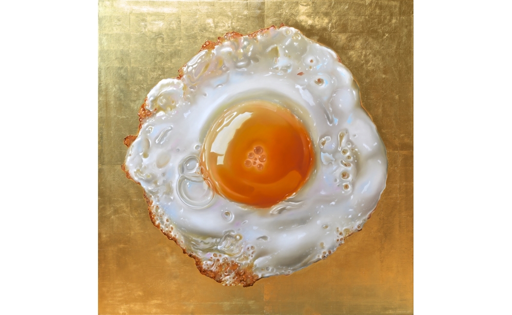 Iconic Egg, oil and goldleaf on linen